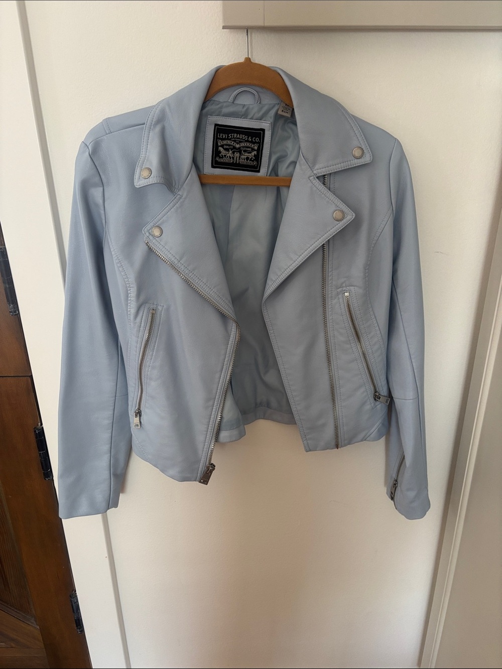Levi's Pastel Blue Women's Moto-Style Leather Jacket